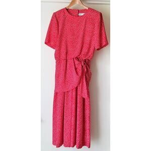 Vintage 80s polka dot side ruffle secretary dress day 12 valentines day dress